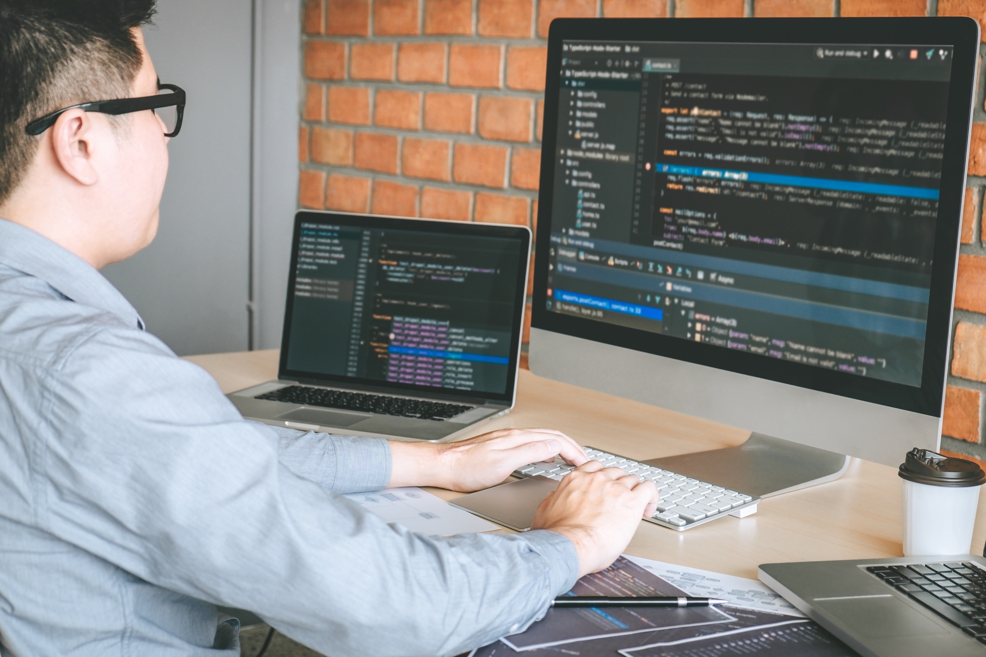 Professional Developer programmer working a software website design and coding technology