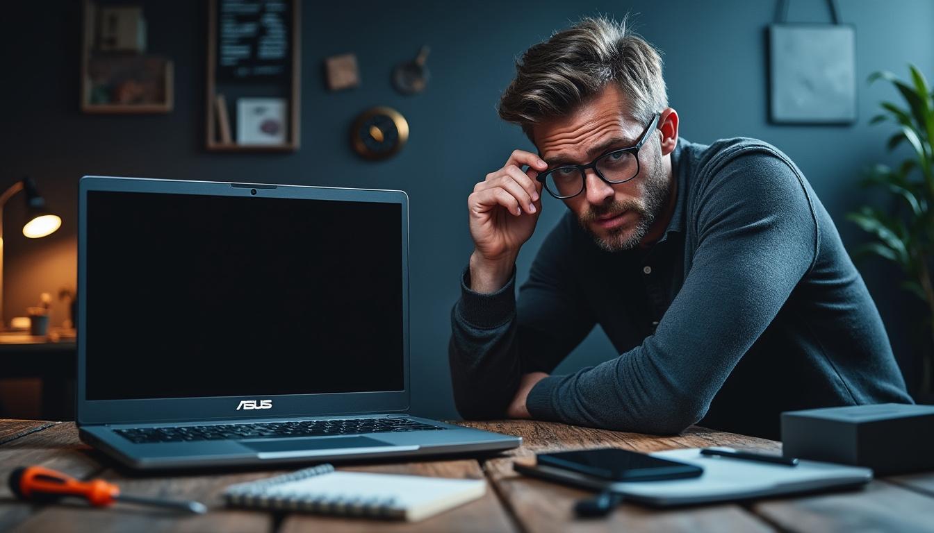 votre pc portable asus s’allume mais l’écran reste noir ? découvrez les premières étapes de vérification pour identifier et résoudre rapidement ce problème courant sur votre ordinateur.